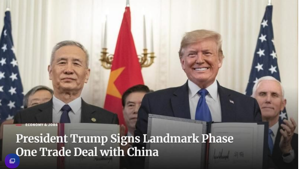 U.S.-China first-phase trade agreement signed